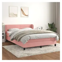 vidaXL Boxspringbett mit Matratze Rosa 140x200 cm Samt