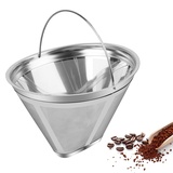 Kaffeefilter Edelstahl Kaffeefilter Größe 4 Wiederverwendbar Kaffee Dauerfilter mit Griff, Waschbar kaffee filter für Herstellung von Manuellem Kaffee