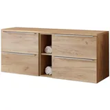Lomadox Badmöbel Waschtisch - Unterschrank Set 141cm, Mit 4 Auszügen Und Regal Toskana-56 In Wotaneiche, B/h/t 141/59,5/46 cm