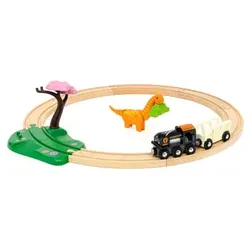 BRIO® WORLD Holzeisenbahn Dinosaurier Bahn Set