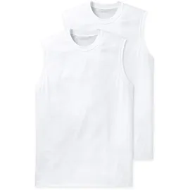 SCHIESSER Herren, Unterhemden, 2er Pack - "Essentials", Muscleshirt, Rundhals, Baumwolle, weiß M,