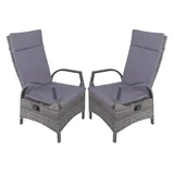 Garden Pleasure Hochlehner ALMADA 2er Set Verstellbar, Aluminium, graues Geflecht