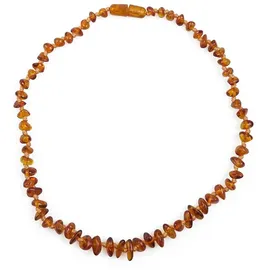 Grünspecht Bernsteinkette - Flachbarock cognac