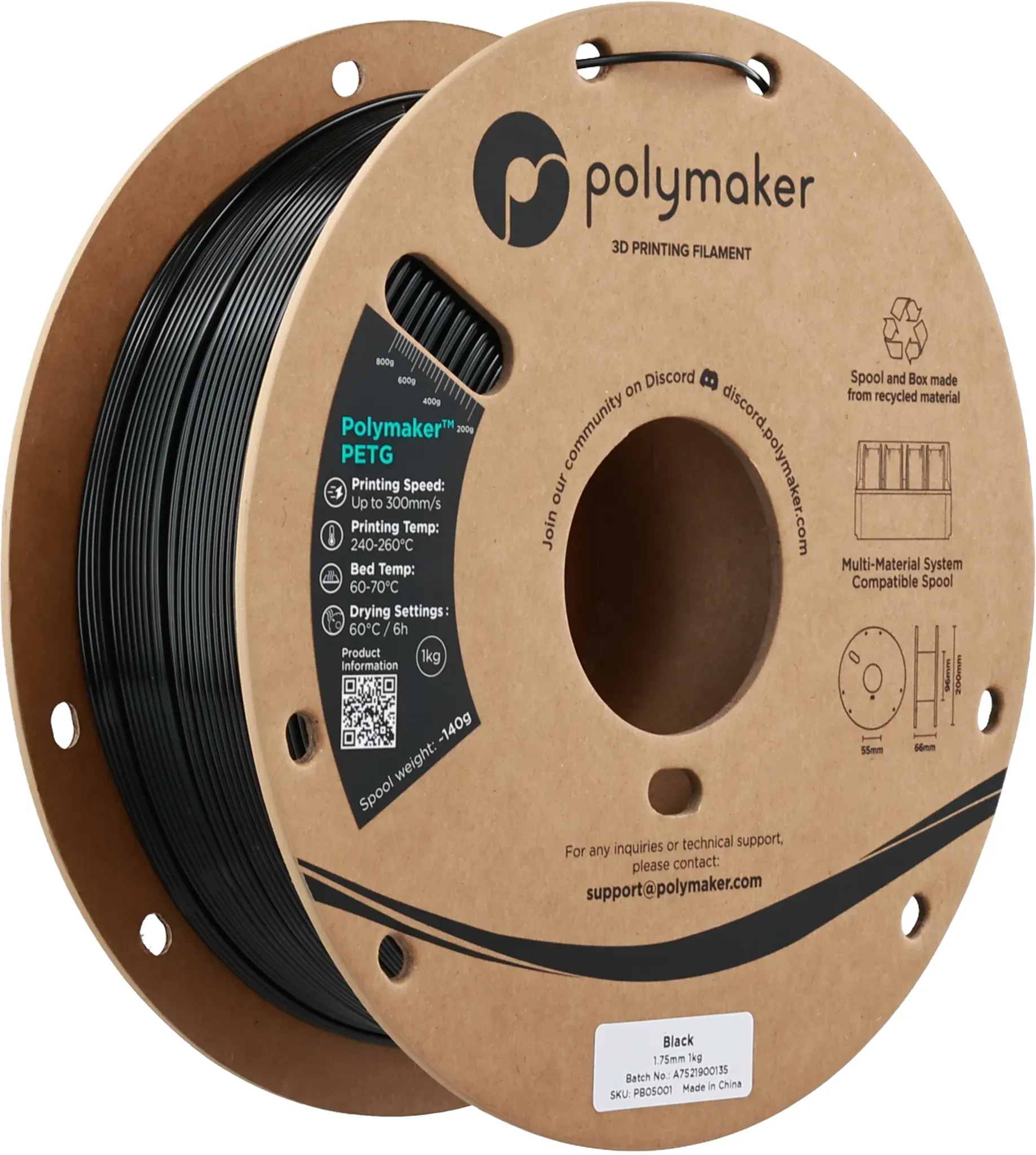 PolymakerTM PETG, Filamentgröße: 1.75mm, Gewicht: 1 kg, Farbe: Dunkelblau