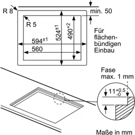 Bosch HERDSET BOSCH Einbau-Backofen Pyrolyse Hydrolyse + Gas-Kochfeld schwarz autark 60 cm