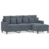 vidaXL 3-Sitzer-Sofa mit Hocker Dunkelgrau 180 cm Samt