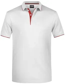 Herren Poloshirt Multi Stripe JN728, weiß/rot, Größe M - weiss - M