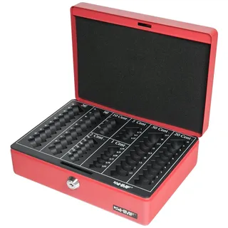 HMF 208-03 Geldkassette mit Münzzählbrett, 25 x 18 x 9 cm, rot