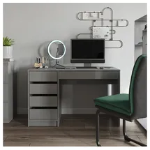 Vicco Schreibtisch Sherry, Grau Hochglanz, 55 x 120 cm mit Schubladen, Vicco