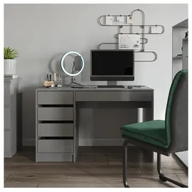 Vicco Schreibtisch Sherry, Grau Hochglanz, 55 x 120 cm mit Schubladen, Vicco