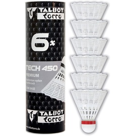 Talbot Torro Talbot-Torro® Badminton Ball Tech 450, Premium Nylonfederball, 6er Dose, Korb:weiß fast