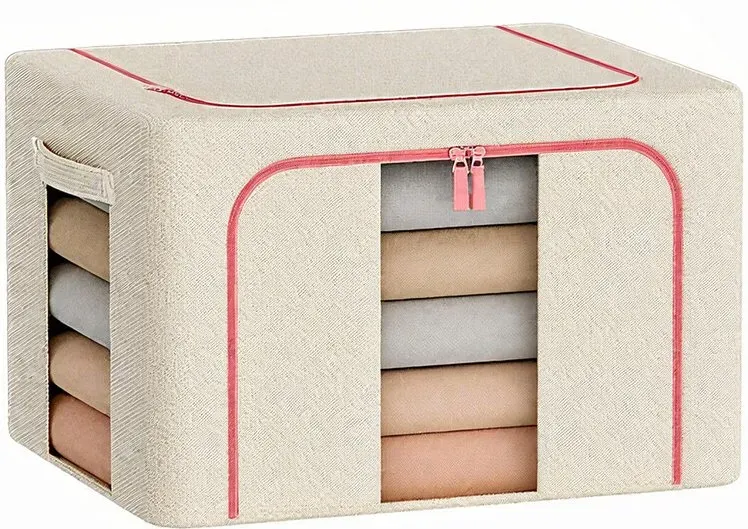 SNSP Aufbewahrungsbox, 2 Stück, Aufbewahrungsbox für große Stoffdecken, Wäschefolder aus Oxford-Gewebe, faltbar, Khaki, 66 Liter x 2 Stück
