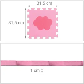 Relaxdays Puzzlematte mit Rand und Motiven Weiß,Pink,Rosa