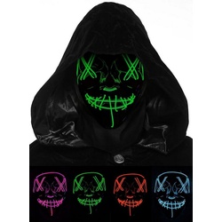 Maskworld Kostüm The Purge Kostüm Umhang mit LED-Maske, 2-teiliges Set zur schnellen, gruseligen Verwandlung schwarz Grün