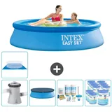 Intex runder aufblasbarer Easy Set-Schwimmpool – 244 x 61 cm – Blau – inklusive Zubehör CB15 - Intex