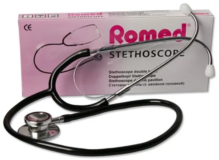 Romed Flachkopf-Stethoskop schwarz