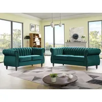Vente-unique Chesterfield-Sofagarnitur - 3-Sitzer & 2-Sitzer - Samt -