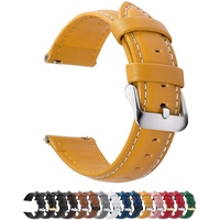 Fullmosa 12 Farben Uhrenarmband, Axus Serie Lederarmband Ersatz-Watch Armband mit Edelstahl Metall Schließe für Herren Damen 20mm Gelb