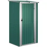 Metall Gerätehaus mit Abschließbare Tür und Schrägdach, 118,5x97x209,5 cm Geräteschuppen Gartenhaus Geräteschrank Metall-Schrank Metall-Schuppen Garten-Schrank, Grün