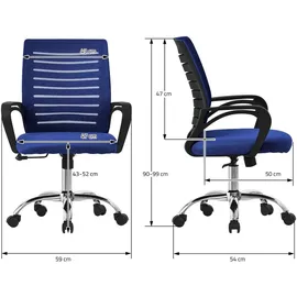 ML-Design Bürostuhl ergonomisch, Blau, Höhenverstellbarer Schreibtischstuhl mit Armlehnen, Computerstuhl mit atmungsaktiver Netzbespannung,