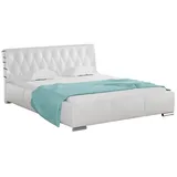 Fun Möbel Polsterbett Doppelbett THORE Komplettset Kunstleder Weiss 180x200cm - Weiß