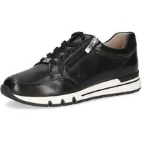 CAPRICE Damen Sneaker flach aus Leder mit Reißverschluss Schuhweite H Mehrweite, Schwarz (Black Softnap.), 37 EU