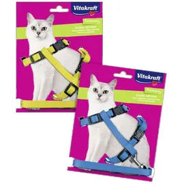 Vitakraft Katzengeschirr mit Leine stufenlos verstellbar Blau/Weiß