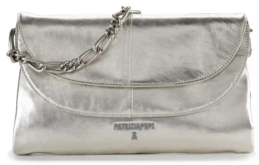 Patrizia Pepe Handtasche Leder 30 cm  silberfarben