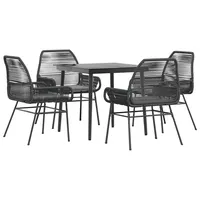 VidaXL 5-tlg. Garten-Essgruppe mit Kissen Schwarz Poly Rattan Glas