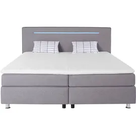 Collection AB Boxspringbett COLLECTION AB "London, inklusive Topper und Kissen, mit LED-Beleuchtung", grau (hellgrau, anthrazit), B:190cm L:206cm, Komplettbetten, Boxspringbett, Boxspringbett erhältlich in 90cmx200cm, 140cmx200cm & 180cmx200cm