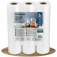 portentum Vakuumrollen 3 Rollen 20cm x 300cm 3 Rollen 28cm x 300cm (18m) Vakuumierfolie - Profi Vakuumbeutel für Vakuumierer, Kochfest und Sous Vide Gefrierbeutel, BPA-frei und LFGB