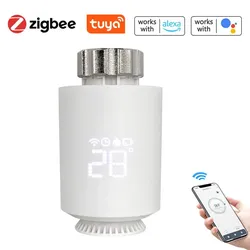 Tuya Zigbee thermostatische Heizkörperventile, intelligente drahtlose Mobiltelefon-App-Steuerung der Hausheizung weiß