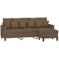VidaXL 3-Sitzer-Sofa mit Hocker Braun 180 cm Stoff