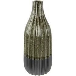 Dekovase I.GE.A. "Vase aus Keramik, geriffelt, bauchig, matt glänzend", grau, B:12cm H:30cm, Keramik, Vasen, Flaschenform, Blumenvase, Tischdeko, Keramikvase