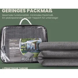 BestLivings Vorzeltteppich 300x600 cm – Camping Matte mit Ösen, Outdoor Teppich inkl. 12 Kunststoff Heringe & Tragetasche, Markisenteppich