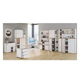 VCM Holz mobiles Rednerpult Maße ca. H. 107 bis 128 cm x B. 60 bis 123 cm x T. 44 cm rollbar mit Schublade Stehpult Stehtisch - Salia Weiß