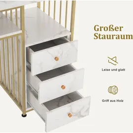 MCombo M MCombo Schminktisch ohne Spiegel Marmor-weiß Gold, Nageltisch aus Holz Metallgestell, Computertisch Wohnzimmer Mode...