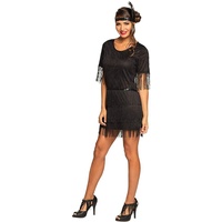 Boland - Kostüm Flapper Darcy, schwarzes Fransenkleid mit Stirnband, Set für Damen, Minikleid, Charleston, 20er Jahre, Kostüm, Karneval, Mottoparty