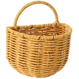 KESOTO Gewebter Halbrunder Hängekorb, Raumdekoration, Wandmontierter Aufbewahrungs Organizer, Obst Und Kleinteile Organizer für Den Gartenschrank, Klein 13cmx8cmx14cm