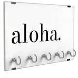 DEQORI Schlüsselbrett 'Aloha - Schriftzug', (1 St), Schlüsselhalter Schlüssel Haken Schlüsselboard modern Schlüsselleiste schwarz