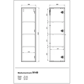 Germania Sovana Midischrank 31 x 112 x 31 cm Braun