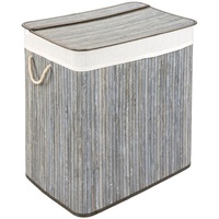 PANA ECO Bambus Wäschekorb mit Deckel • Wäschebox Holz Wäschesack • Faltbarer Wäschesammler • Badezimmer Wäschetruhe • 100% Bambus • Farbe: Stone Grau • Größe: 72L (40 x 30 x 60 cm)