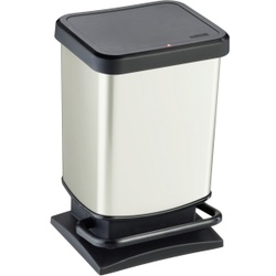 Rotho Treteimer PASO, 20 Liter, Abfalleimer aus Kunststoff mit Tritt-Funktion, Farbe: schwarz/ cool white