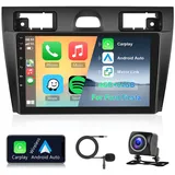 Hodozzy 4G+64G Autoradio für Ford Fiesta 2006-2011 Android 8 Core 9 Zoll IPS Touchscreen Bildschirm GPS Navi mit Carplay Android Auto Mirror Link 2 DIN Autoradio Bluetooth DSP WiFi RDS Kamera