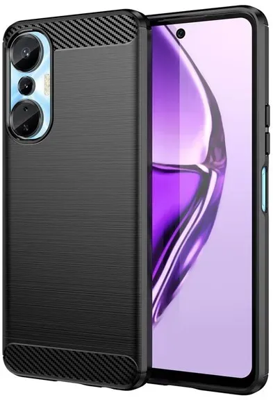 Carbon Case Case for Infinix Hot 20S Flexible Silicone Carbon Cover Black