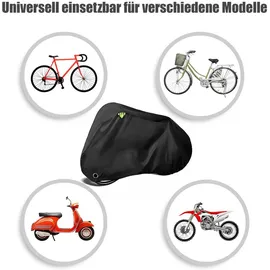 BigDean Fahrradabdeckung wetterfest & wasserdicht aus Polyester 210D Gewebe – strapazierfähige Fahrradschutzhülle für 1-2 Fahrräder, Motorräder