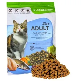 Lyra Pet Lecker.Pet® Leo's Adult Geflügel & Forelle Katzenfutter Trockenfutter Vollnahrung
