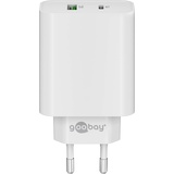 goobay 61756 Dual Port USB C Ladegerät 45W Schnellladegerät PD Universal USB Netzteil Adapter Ladestecker Fast Charger Samsung S22 iPhone 14 Weiß