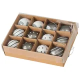 Boltze Weihnachtskugel Lola Ø 3 cm grau weiß 12 er Set