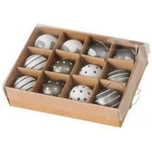 Boltze Weihnachtskugel Lola Ø 3 cm grau weiß 12 er Set